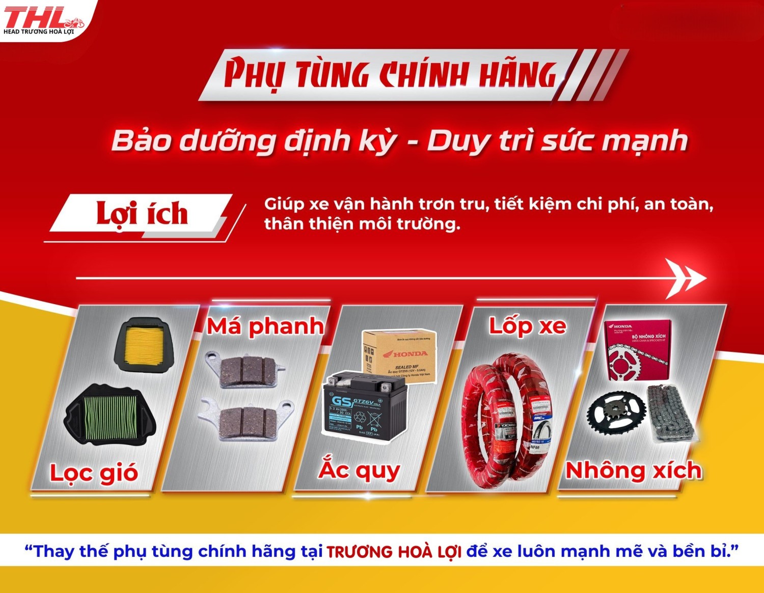 PHỤ TÙNG CHÍNH HÃNG – BẢO DƯỠNG ĐỊNH KỲ, DUY TRÌ SỨC MẠNH!