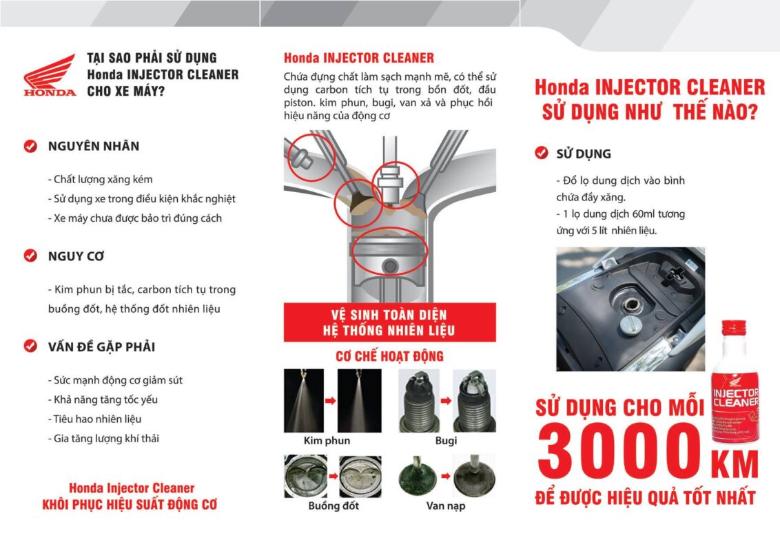 05 công dụng tuyệt đỉnh của dung dịch vệ sinh buồng đốt Injector Cleaner Honda
