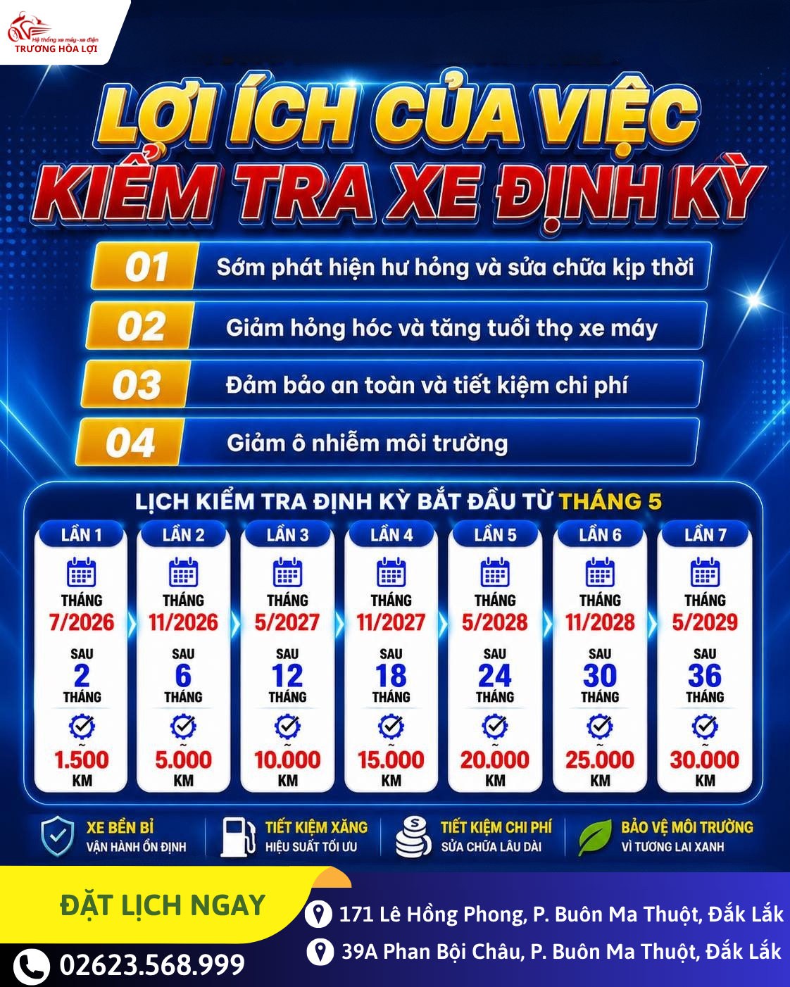 MUA XE THÁNG 5 – LƯU NGAY LỊCH BẢO DƯỠNG 3 NĂM!